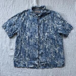 Tommy Bahama Blue Floral Hawaiian Shirt - Size Large